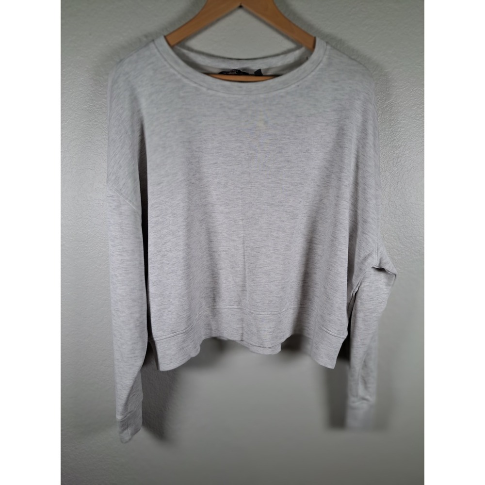Danskin Womens XL Light Gray Heathered Crewneck Boxy Sweatshirt 4146